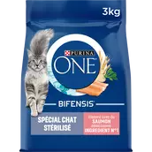 Croquettes pour chat adulte stérilisé Saumon, Blé PURINA ONE - 3kg