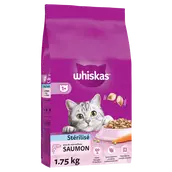 Croquettes chat stérilisé au saumon WHISKAS - 1,75kg
