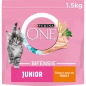 Croquettes pour chaton JUNIOR Poulet, Céréales Complètes PURINA ONE -1,5kg