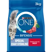 Croquettes pour chat adulte stérilisé Boeuf, Blé PURINA ONE - 3kg