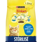Croquettes pour chat adulte stérilisé Saumon et Thon FRISKIES - 1,5kg