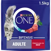 Croquettes pour chat adulte Boeuf, Céréales Complètes PURINA ONE - 1,5kg