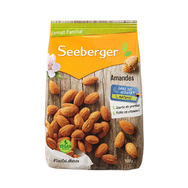 Amandes décortiquées, SEEBERGER, sachet 500g