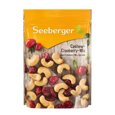 Mélange de fruits secs et graines "Cajou cranberry", SEEBERGER, sachet150g