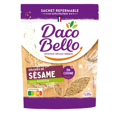 Graines de sésame décortiquées, DACO BELLO, sachet refermable 125g