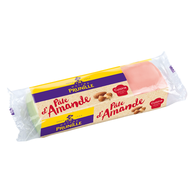 Pâte d'amande tricolore blanche verte et rose, MAITRE PRUNILLE, barquette 250g