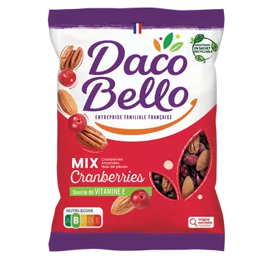 Mélange de Fruits secs et graines "Mix Cranberry", DACO BELLO, sachet350g