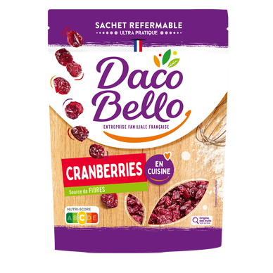 Cranberries séchées, DACO BELLO, sachet refermable 200g