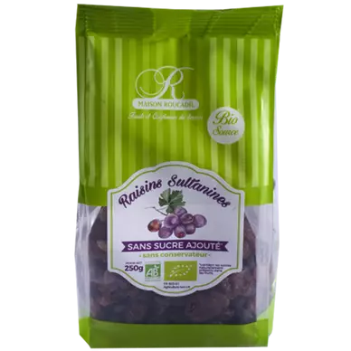 Raisin sec Sultanine moelleux, BIO, catégorie 2, sachet 250g
