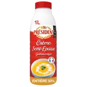 Crème UHT entière semi-épaisse 30%MG, PRESIDENT, 1l