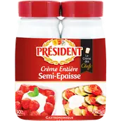 Créme entiére semi-épaise PRESIDENT, 30% de MG, 2 bouteilles de 25cl