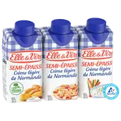 Crème UHT légère semi-épaisse 18% MG ELLE&VIRE - 60 cl