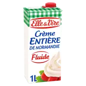 Crème UHT entière fluide 30%MG ELLE&VIRE - La brique de 1L