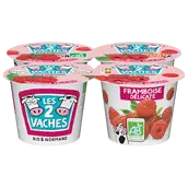 Yaourt aux fruits bio framboise LES 2 VACHES - 4x115g