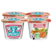 Yaourt aux fruits bio fraise rhubarbe LES 2 VACHES - 4x115g