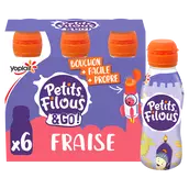 Yaourt à boire enfant fraise PETITS FILOUS - 6x100g