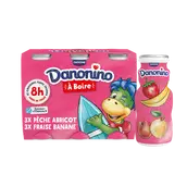 Yaourt à boire aux fruits banane pêche abricot DANONINO - 6x100g