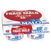 Fromage frais nature sucré, MALO, 40% de MG, 4x100g
