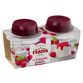 Fromage Blanc Faisselle nature coulis framboise RIANS - 2 pots de 120g