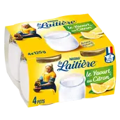 Yaourts au lait entier pot verre arôme naturel de Citron LA LAITIERE -4 pots de 125g