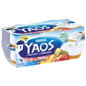 Yaourts à la Grecque Nature sur lit de Pêches YAOS - 4 pots de 125g