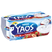Yaourts à la Grecque Nature sur lit de Fraises YAOS - 4 pots de 125g