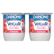 Yaourt brassé aux fruits mixés framboise VELOUTE DANONE - 4x125g