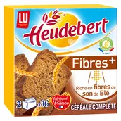Biscottes Fibres + Céréales complètes HEUDEBERT - Paquet de 32 tranches - 280g