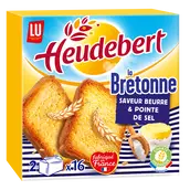 Biscottes La Bretonne Saveur beurre et sel HEUDEBERT - Paquet de 32 tranches - 290g