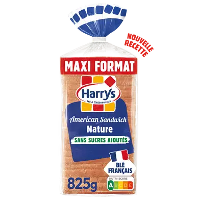 Pain de mie American Sandwich nature sans sucres ajoutés HARRYS 825g