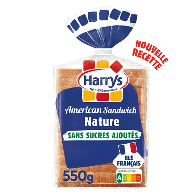 Pain de mie Américan sandwich nature sans sucre ajoutés HARRYS 550g