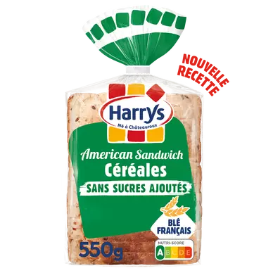 Pain de mie Américan Sandwich 7 céréales sans sucre ajoutés HARRYS, 550g