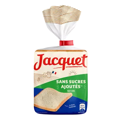 Pain de mie Maxi Tranches Nature Sans Sucres Ajoutés JACQUET - x14 - 550g