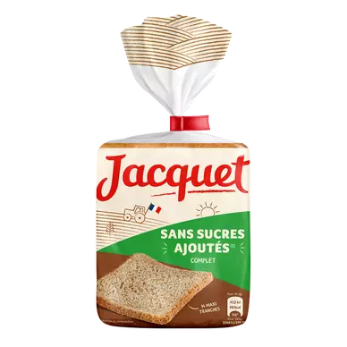Pain de mie Maxi Tranches Complet Sans Sucres Ajoutés JACQUET - x14 -550g