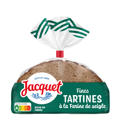 Pain de campagne Fines Tartines à la farine de Seigle JACQUET - x9 tranches - 500g