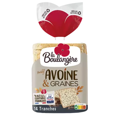 Pain de mie avoine et graines LA BOULANGERE 500g