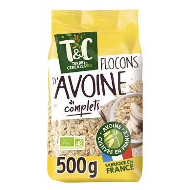 Flocons d'avoine bio TERRE & CEREALES, 500g