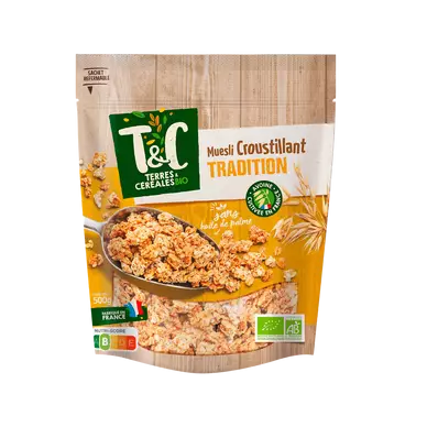 Muesli croustillant bio tradition TERRE & CEREALES, 500g