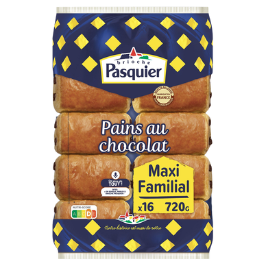 Pains au chocolat maxi familial BRIOCHE PASQUIER - x16 - 720g