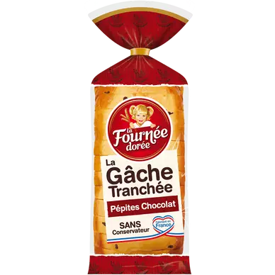 Gâche tranchée aux pépites de chocolat LA FOURNEE DOREE, 500g