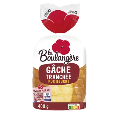 Gâche pur beurre tranchée LA BOULANGERE, 400g
