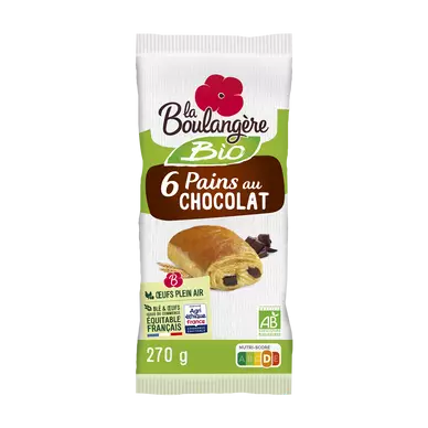 Pain au chocolat bio LA BOULANGERE, 6x270g
