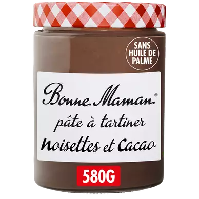 Pâte à tartiner noisettes et cacao sans huile BONNE MAMAN, pot 580g
