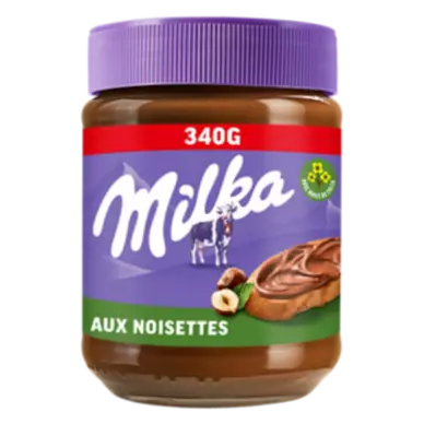 Pâte à tartiner chocolat noisette MILKA, pot de 340g