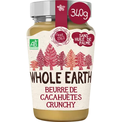 Beurre de cacahuètes crunchy bio WHOLE EARTH, 340g