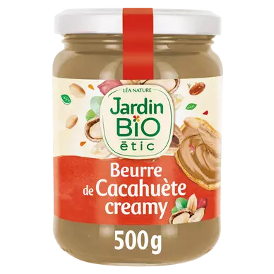 Beurre de cacahuète creamy bio JARDIN BIO ETIC, pot de 500g