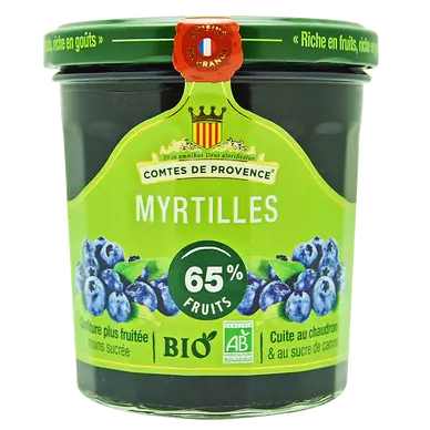 Confiture de myrtille bio LES COMTES DE PROVENCE, 350g