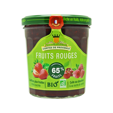 Confiture de fruits rouges bio, LES COMTES DE PROVENCE, pot de 350g