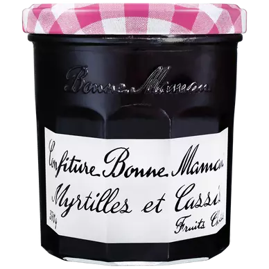 Confiture au myrtille cassis BONNE MAMAN, bocal de 370g