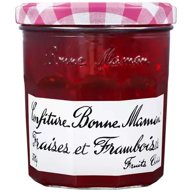 Confiture de fraises et framboises BONNE MAMAN, bocal de 370g